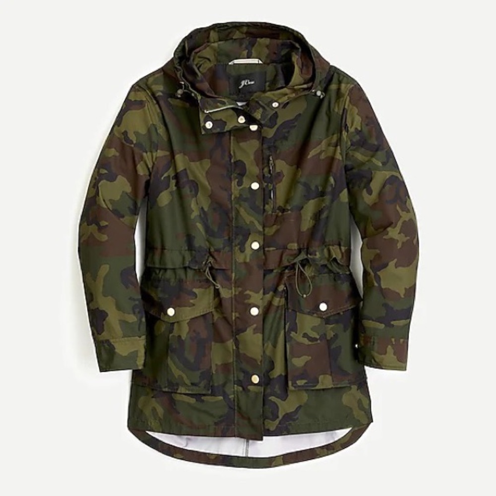 J. Crew Perfect Raincoat Camo